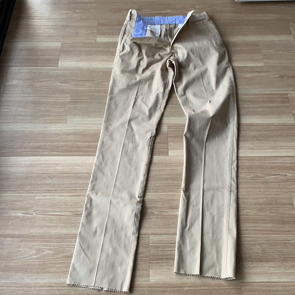 Frank’s made in USA plain front trim fit unhemmed ( for tall men inseam ) khakis